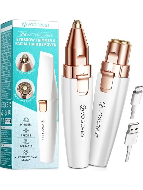 Other - Rechargeable 2-in-1 Eyebrow & Facial Hair Remover with LED Light - Painless